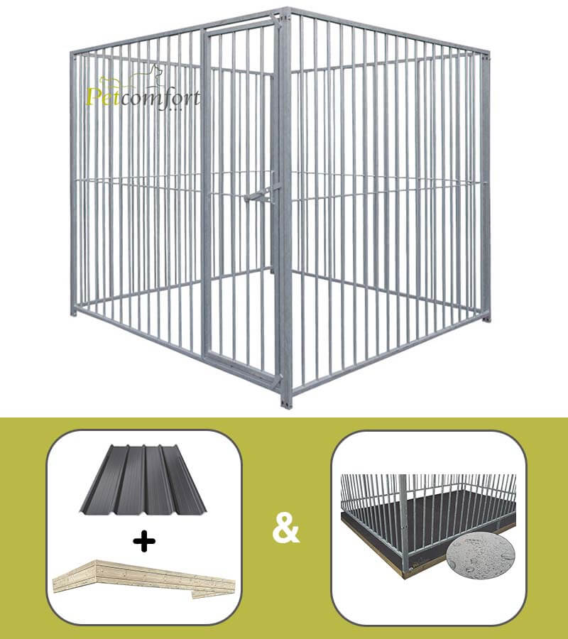 Hondenren met kennelbodem en dak met dakboord