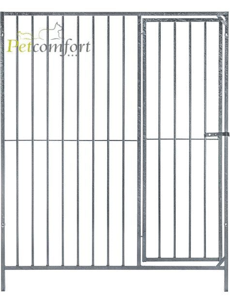 Kennelpaneel met spijlen van 1,5m, deur rechts en lange voetjes