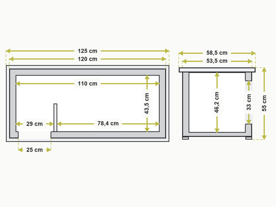 Interne en externe afmetingen HD12S hondenhok