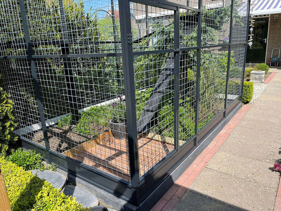 Enclos pour chats Deluxe en aluminium pour extérieur avec sas et abri
