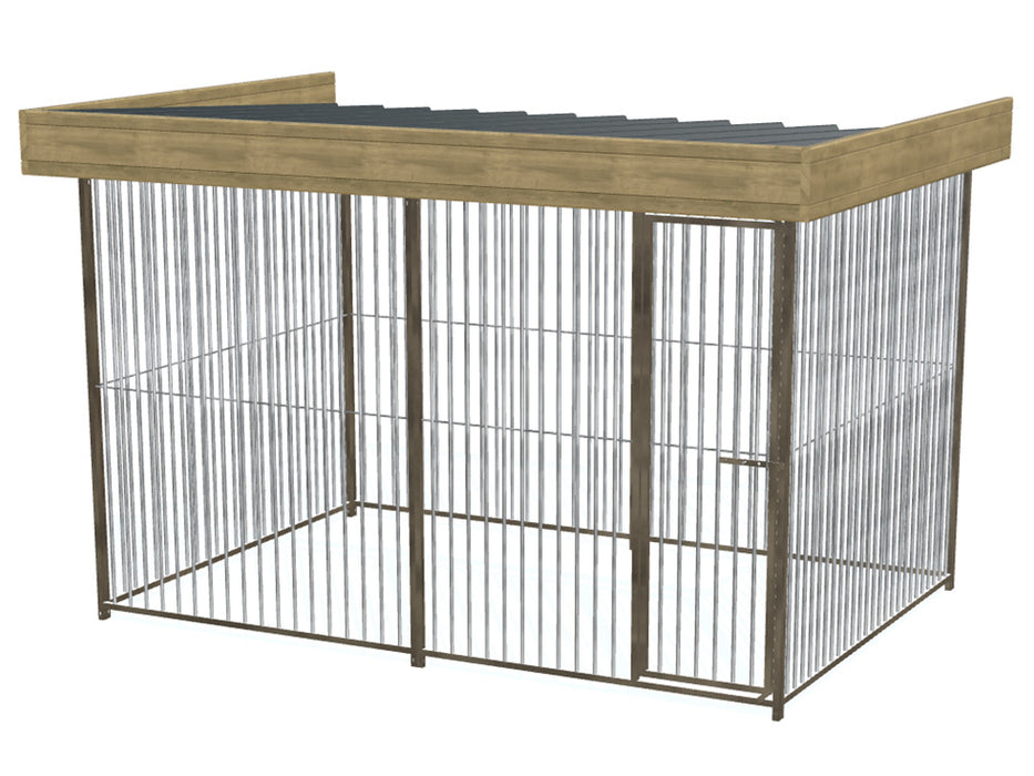 Volledige hondenkennel van 3x2m met dak en houten dakboord