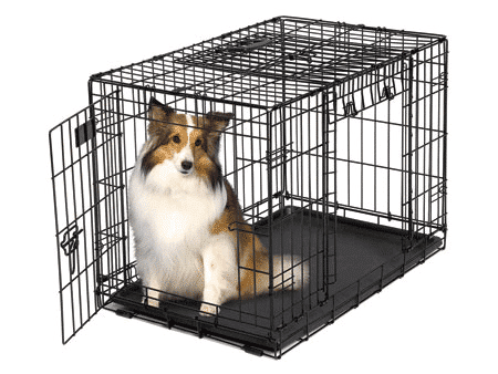 Cage pour chien avec porte coulissante sur le long côté